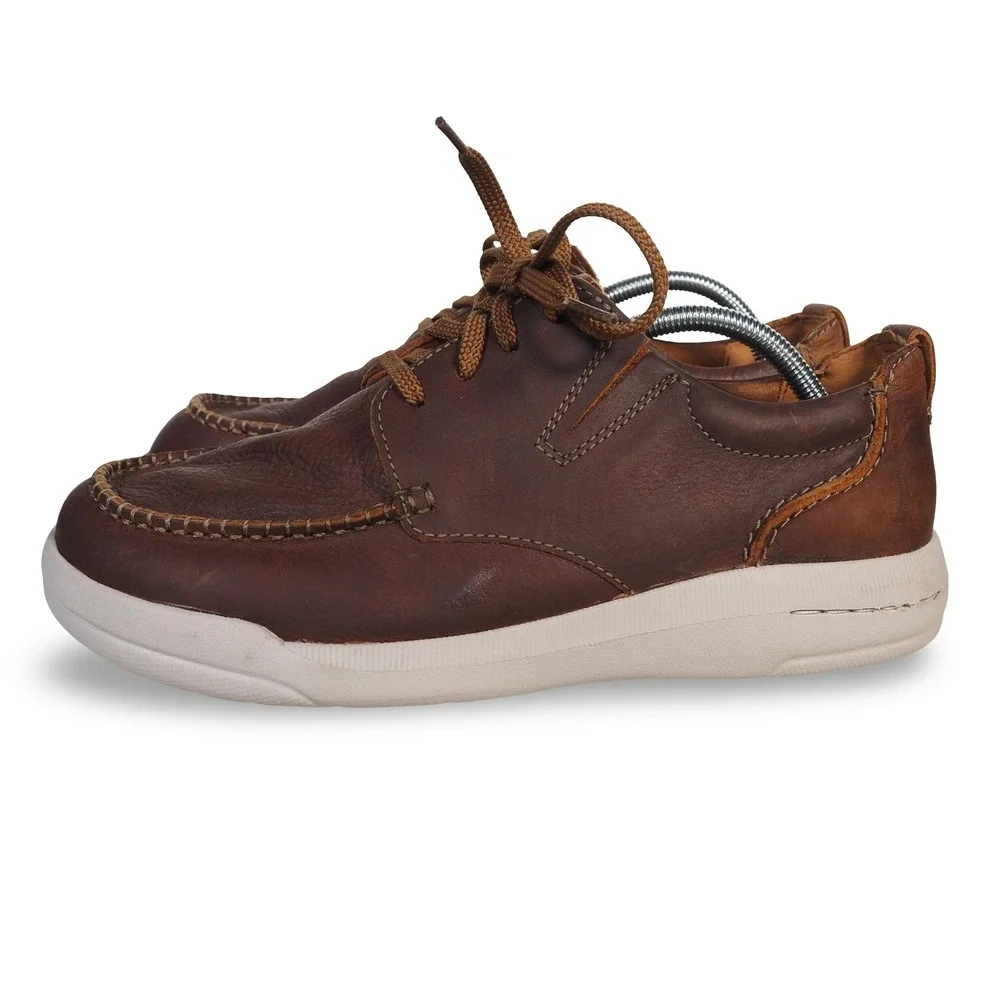 Clarks Driftway Low Wide Width Moc Toe Leather Sneakers Mens 9W Brown 26161391